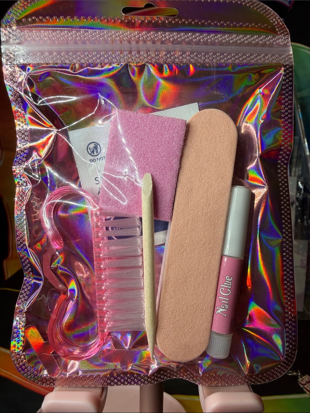 Pink At-Home Nail Tool Kit with Nail Glue